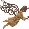 Ange De Noël A Suspendre En Metal Et Ecorce, 18 Cm