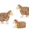 Animaux En Bois Pour Crèche De Noël, Trois Moutons 5 Cm