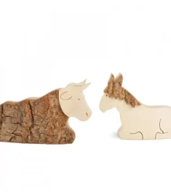 Animaux En Bois Pour Crèche De Noël, L'Ane Et Boeuf, 6 Cm