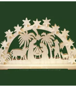 Arche Lumineuse Electrique Led En Bois, Crèche De Noël