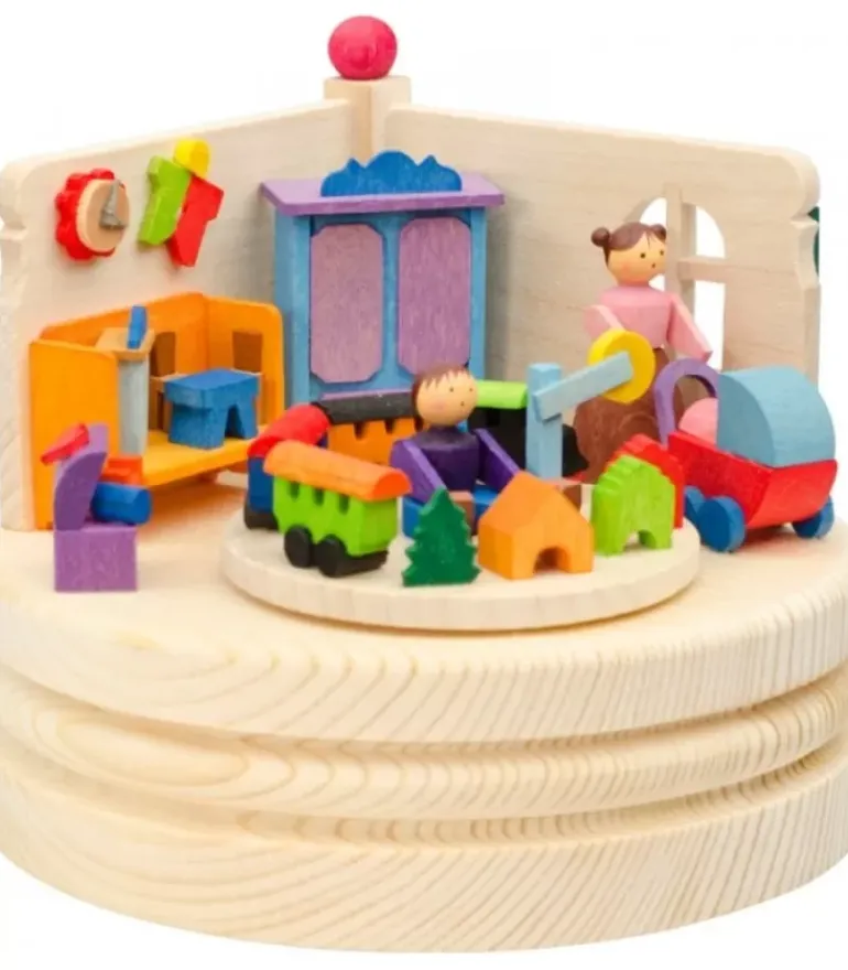 Boite A Musique En Bois, Maman Et Ses 2 Enfants