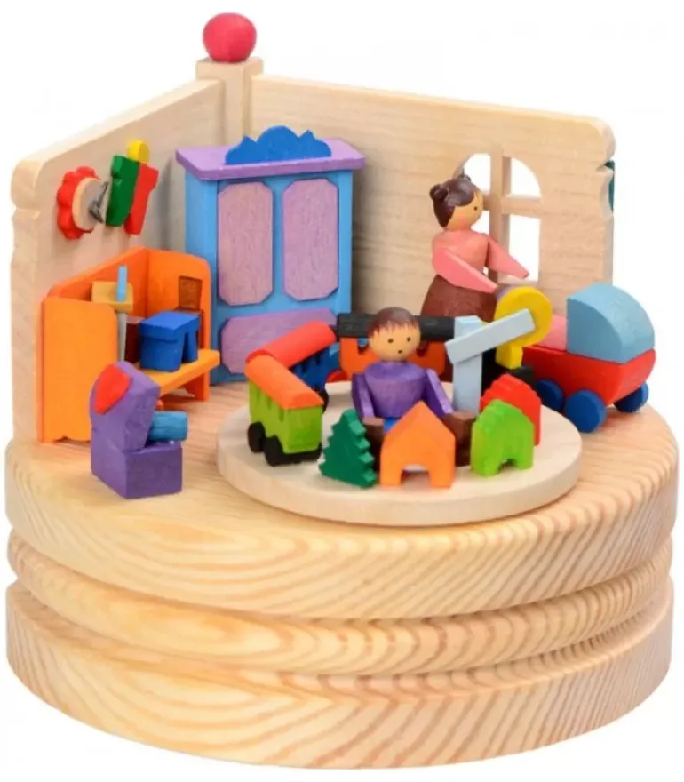 Boite A Musique En Bois, Maman Et Ses 2 Enfants