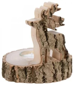 Bougeoir En Bois Brame Du Cerf, 13 Cm