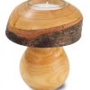 Bougeoir En Bois, Champignon 12 Cm