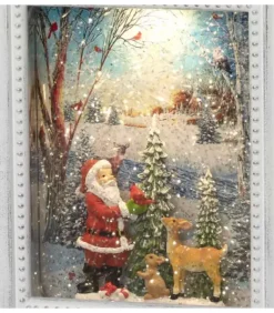 Cadre Photo Lumineux Père Noël Avec Animaux