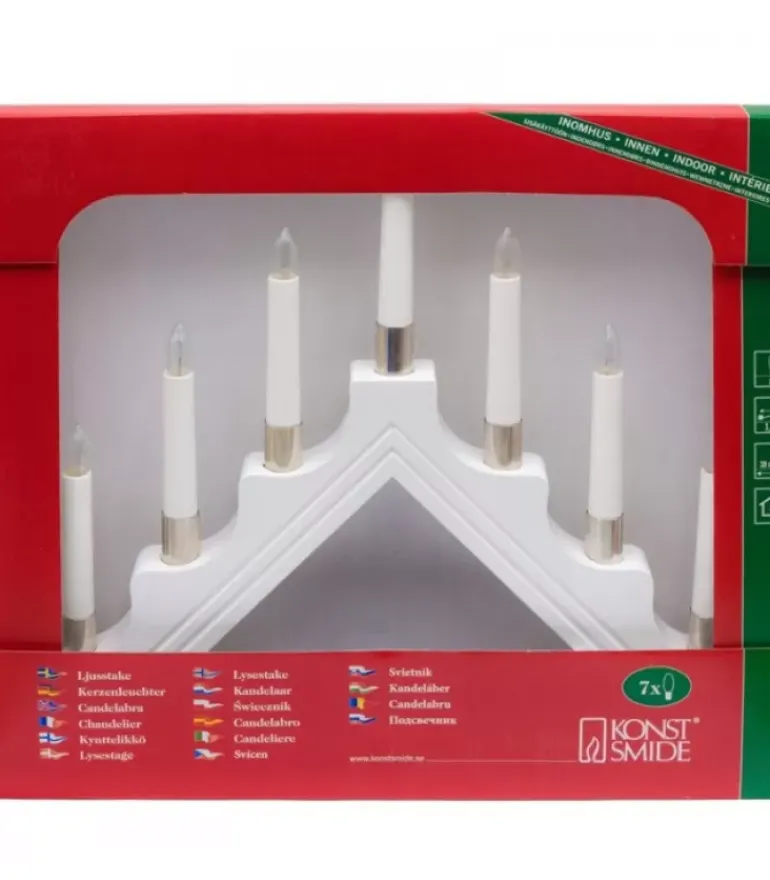 Chandelier À 7 Branches Electrique En Bois Blanc