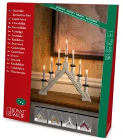 Chandelier 7 Bougies Electriques En Bois De Chene