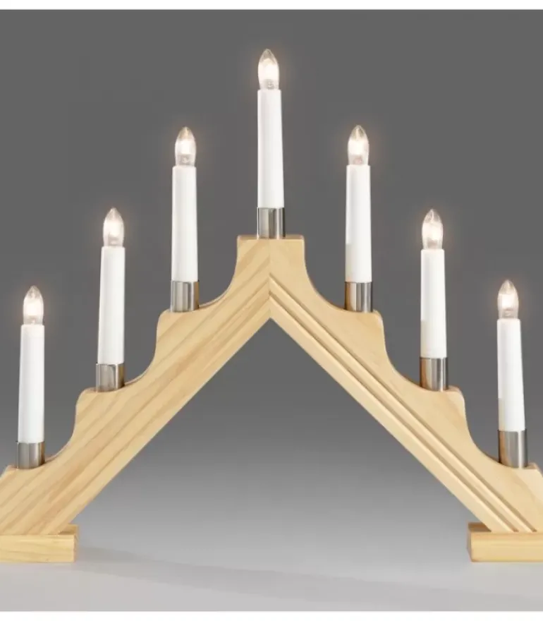 Chandelier De Noël À 7 Branches, Bois Naturel