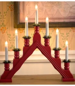 Chandelier Suedois Rouge À 7 Branches