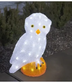 Chouette Lumineuse Led Acrylique, 36 Cm