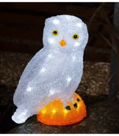 Chouette Lumineuse Led En Acrylique, 27 Cm