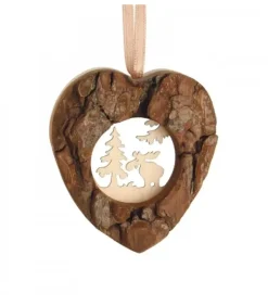 Coeur En Bois A Suspendre Motif Cisele Elan, 6 Cm
