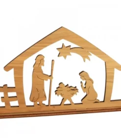 Crèche De Noël Diorama En Bois D'Olivier, 8 Cm