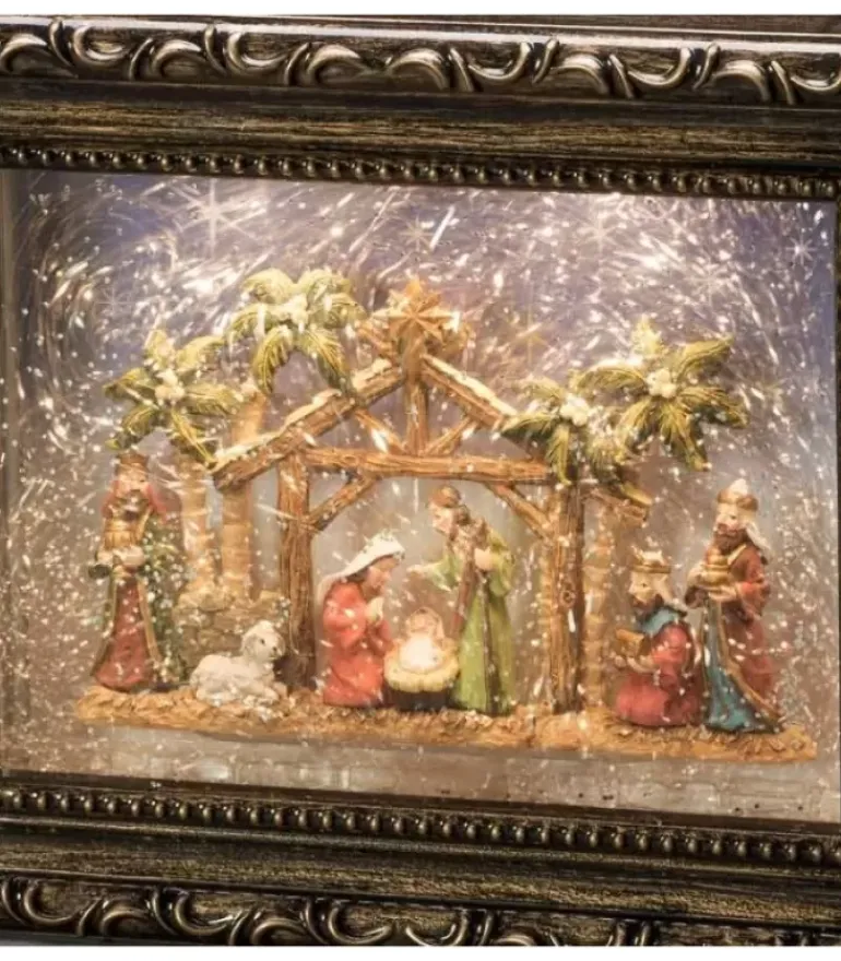 Crèche De Noël Lumineuse, Effet Neige
