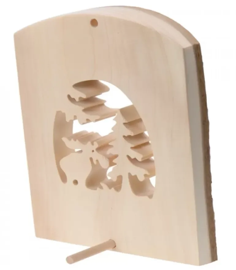 Déco Bois En Ecorce, Motif Elan Dans La Foret, 18 Cm