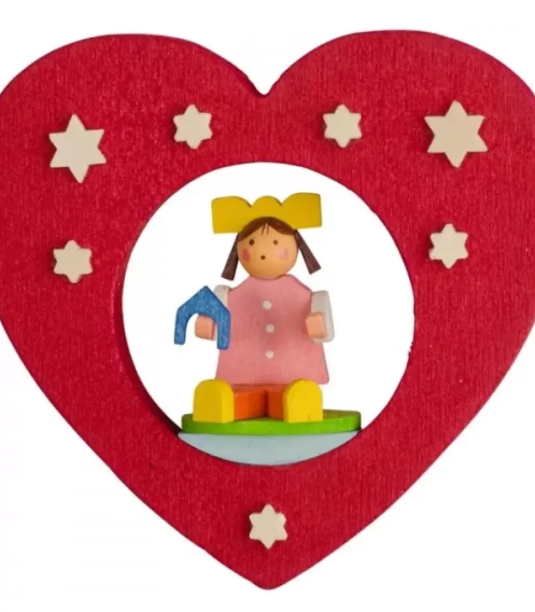 Décoration De Sapin De Noël, Coeur Avec Poupee