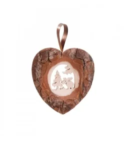 Décoration Murale En Bois, Grand Coeur Motif Elan, 14,5 Cm