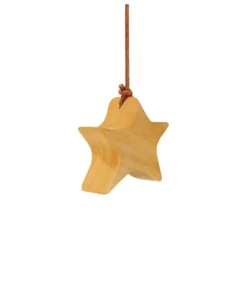 Etoile En Bois D'Aulne A Suspendre, Asymetrique 6 Cm