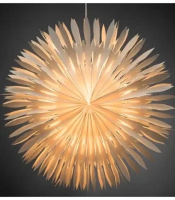 Etoile Lumineuse Electrique En Papier A Suspendre, Blanche, 60 Cm