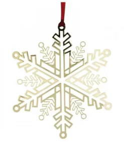 Flocon De Neige Design En Metal Dore A Accrocher