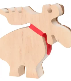 Grand Elan En Bois Avec Noeud Rouge 18 Cm