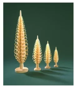 Grand Sapin Noël Bois Sculpte, 35 Cm