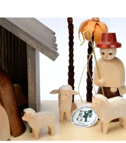 Grande Crèche De Noël En Bois Avec Personnages