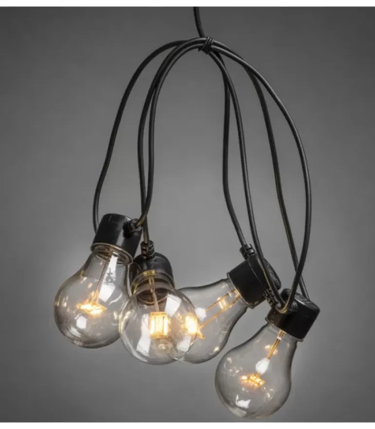 Guirlande Lumineuse De Terrasse 10 M Extensible, 10 Ampoules Ambrees