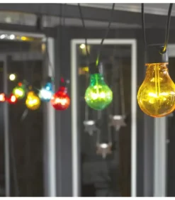 Guirlande Lumineuse De Terrasse 10 M Extensible, 10 Ampoules Multicolores