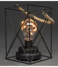 Lanterne Lumineuse A Led En Metal, Carree, 19 Cm