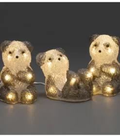 Pandas Lumineux En Acrylique Led, Lot De 5, 11,5 Cm