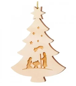 Pendentif Sapin De Noël En Bois, Crèche De Noël