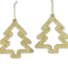 Pendentifs Sapin De Noël, Paillettes Dorees (Par 2)