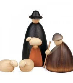 Personnages Grande Crèche De Noël : Bergers, Moutons Et Agneau, 17 Cm