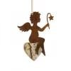 Petit Ange En Metal A Suspendre Et Coeur En Bois Avec Etoile