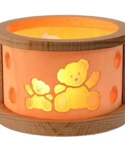 Petit Photophore En Bois, Famille Oursons