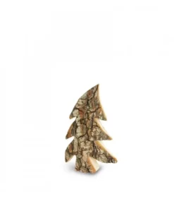 Petit Sapin En Bois, Forme Penchee, 7 Cm