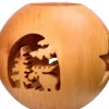 Photophore En Bois Forme Spherique, Motif, Motif Elan