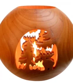 Photophore En Bois Forme Spherique, Motif, Motif Elan