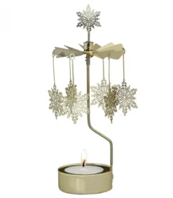 Photophore Noël Flocons Dores