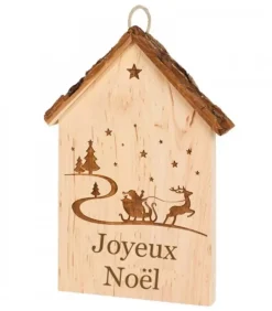 Plaque De Porte En Bois A Suspendre "Joyeux Noël"