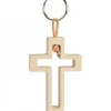 Porte-Clef En Bois Avec Croix Découpee, 5 Cm