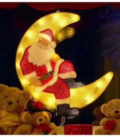 Père Noël Lumineux Sur La Lune