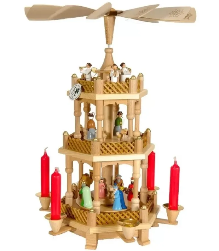 Pyramide De Noël 2 Etages Avec Personnages Couleur