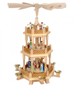 Pyramide De Noël 2 Etages Avec Personnages Couleur