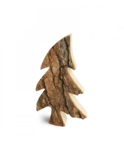 Sapin En Bois, Forme Penchee, 18 Cm