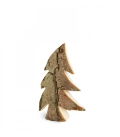 Sapin En Bois, Forme Penchee, 12 Cm