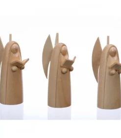 Trois Anges De Noël En Bois Pour Crèche, 6 Cm